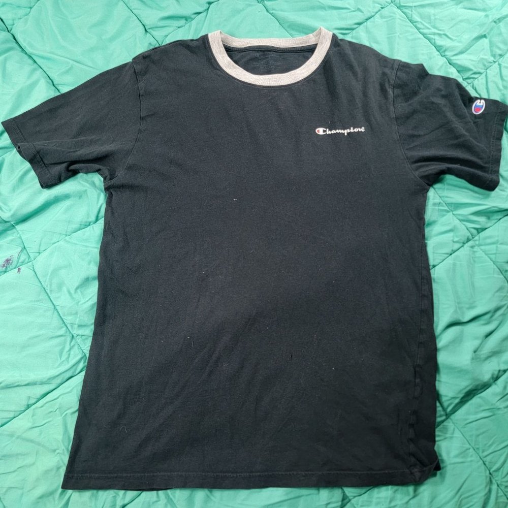 Champion Adults Medium Black Short Sleeve Shirt Casual Athletic Outdoors